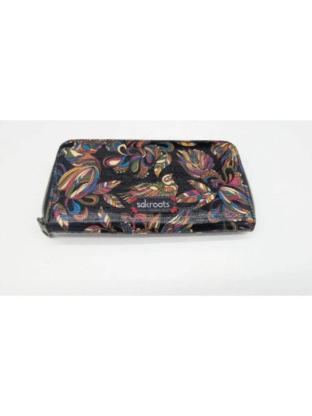 Sakroots artist circle large zip around wallet colorful bird themed peace